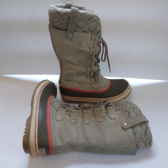 Sorel Size 7 Joan of Arctic Tall Boot Winter Snow Suede Tan Accent Pattern - Picture 5 of 12